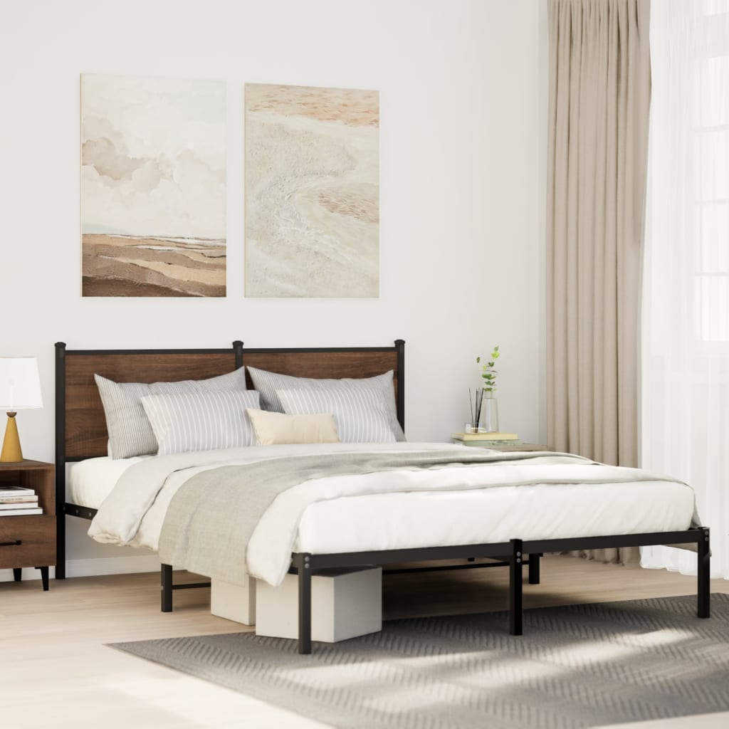 Vidaxl bedframe zonder matras metaal gerookt eikenkleurig 140x200 cm