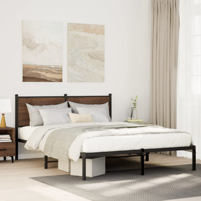 Vidaxl bedframe zonder matras metaal gerookt eikenkleurig 140x200 cm
