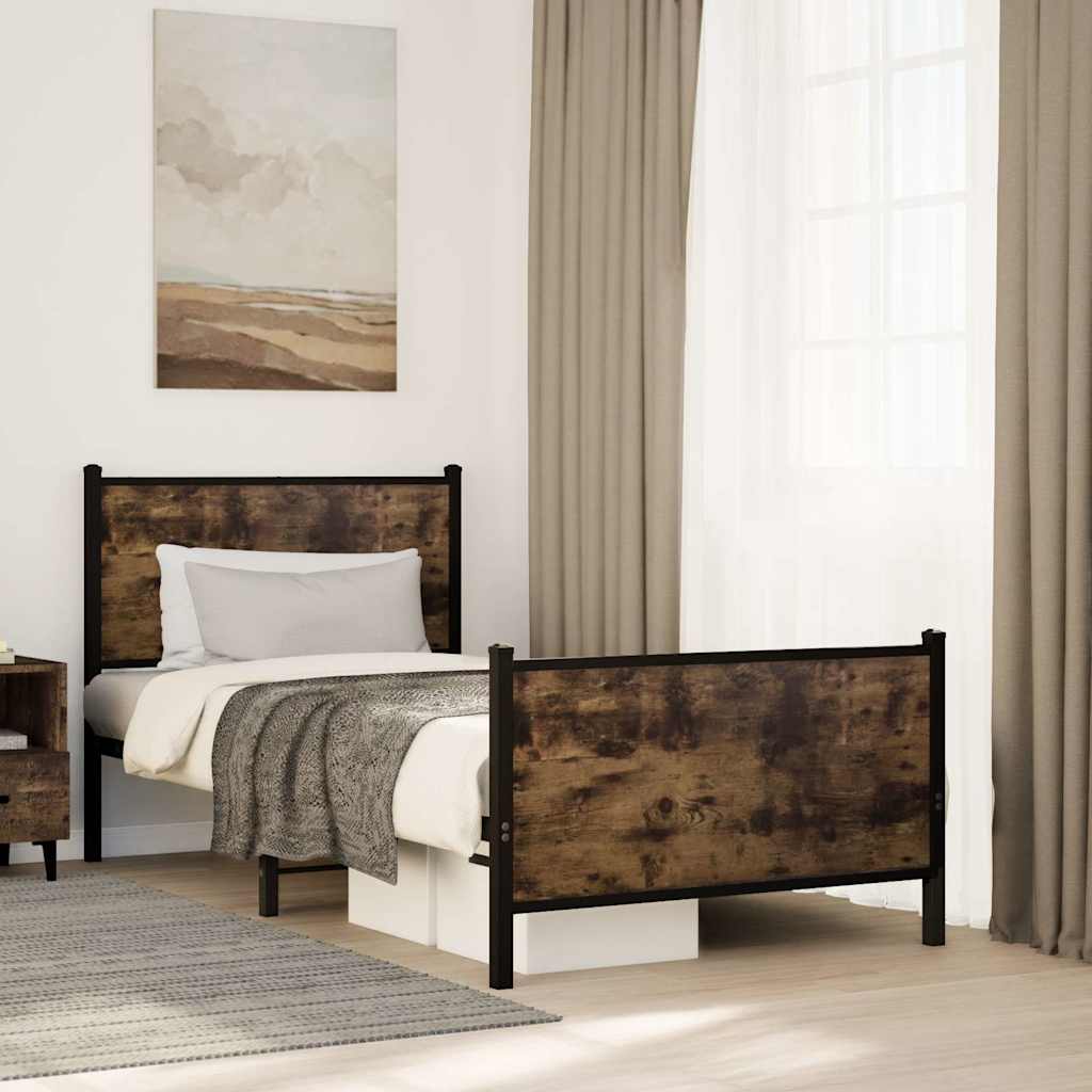 Vidaxl bedframe zonder matras metaal gerookt eikenkleurig 80x200 cm