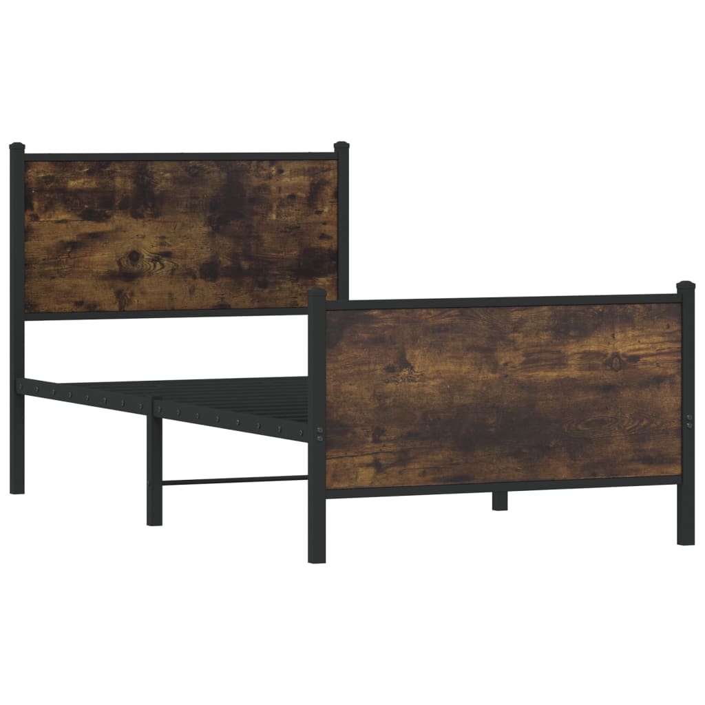 Vidaxl bedframe zonder matras metaal gerookt eikenkleurig 90x190 cm