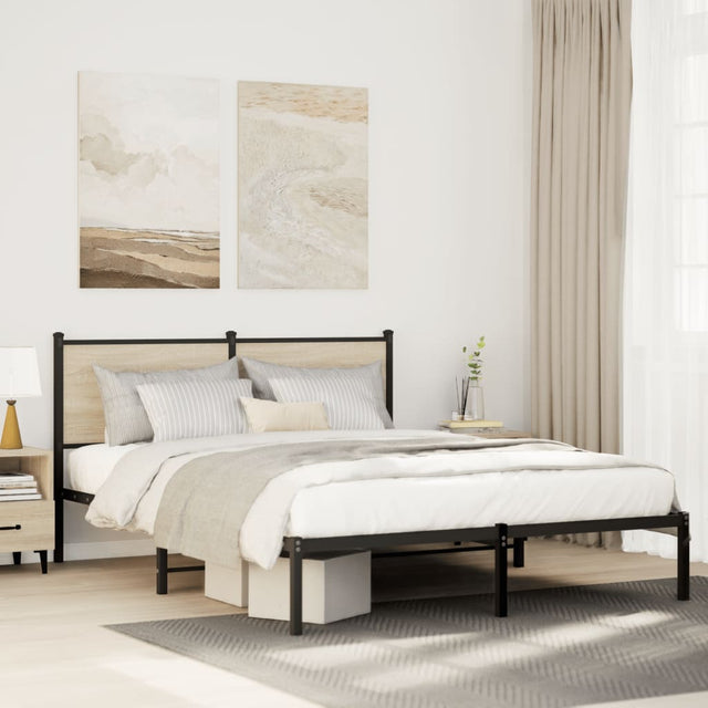 Vidaxl bedframe zonder matras metaal sonoma eikenkleurig 150x200 cm