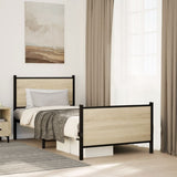 Vidaxl bedframe zonder matras metaal sonoma eikenkleurig 75x190 cm