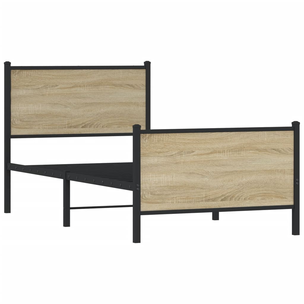 Vidaxl bedframe zonder matras metaal sonoma eikenkleurig 90x200 cm