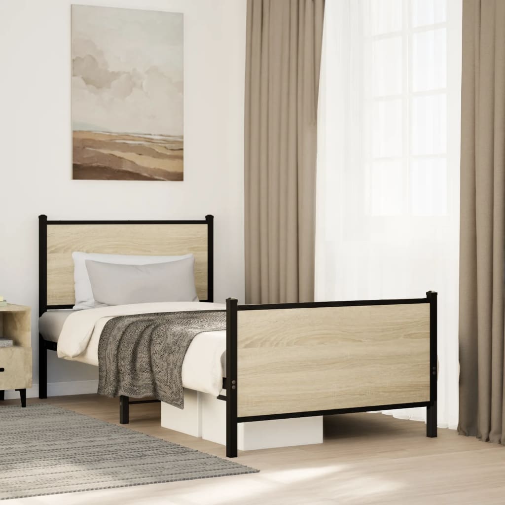 Vidaxl bedframe zonder matras metaal sonoma eikenkleurig 90x200 cm