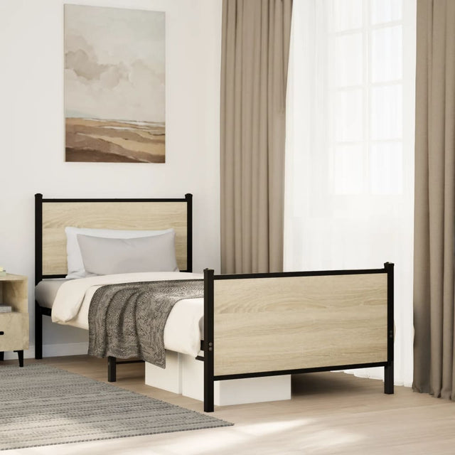 Vidaxl bedframe zonder matras metaal sonoma eikenkleurig 90x200 cm