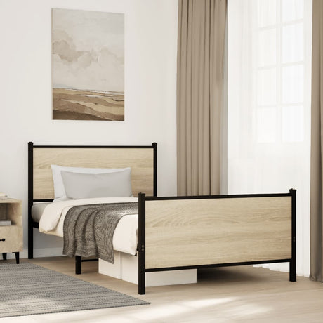 Vidaxl bedframe zonder matras metaal sonoma eikenkleurig 100x190 cm