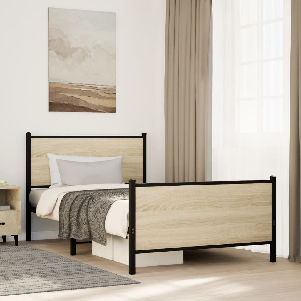 Vidaxl bedframe zonder matras metaal sonoma eikenkleurig 100x200 cm