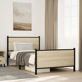 Vidaxl bedframe zonder matras metaal sonoma eikenkleurig 100x200 cm