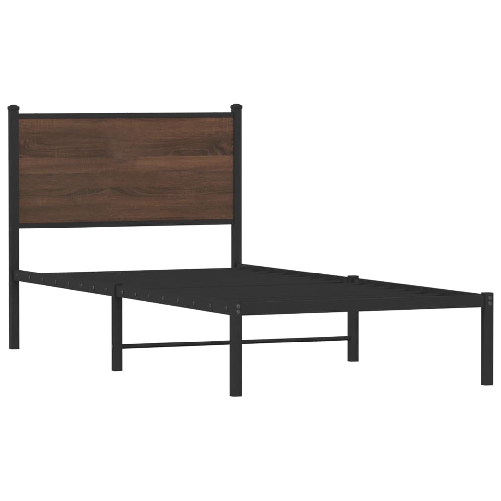 Vidaxl bedframe zonder matras metaal bruin eikenkleurig 75x190 cm