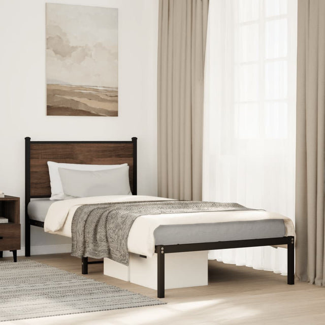 Vidaxl bedframe zonder matras metaal bruin eikenkleurig 80x200 cm
