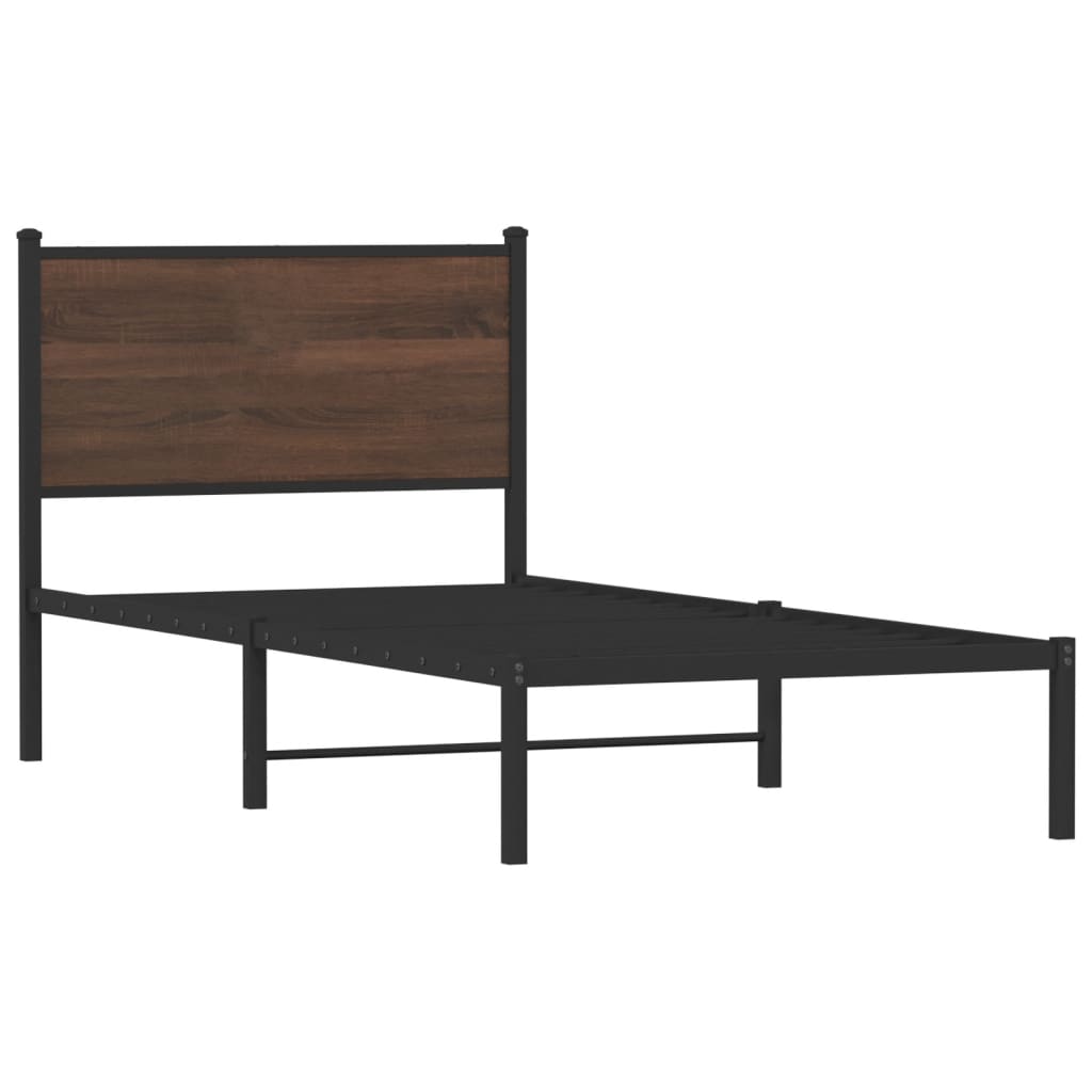 Vidaxl bedframe zonder matras metaal bruin eikenkleurig 90x190 cm