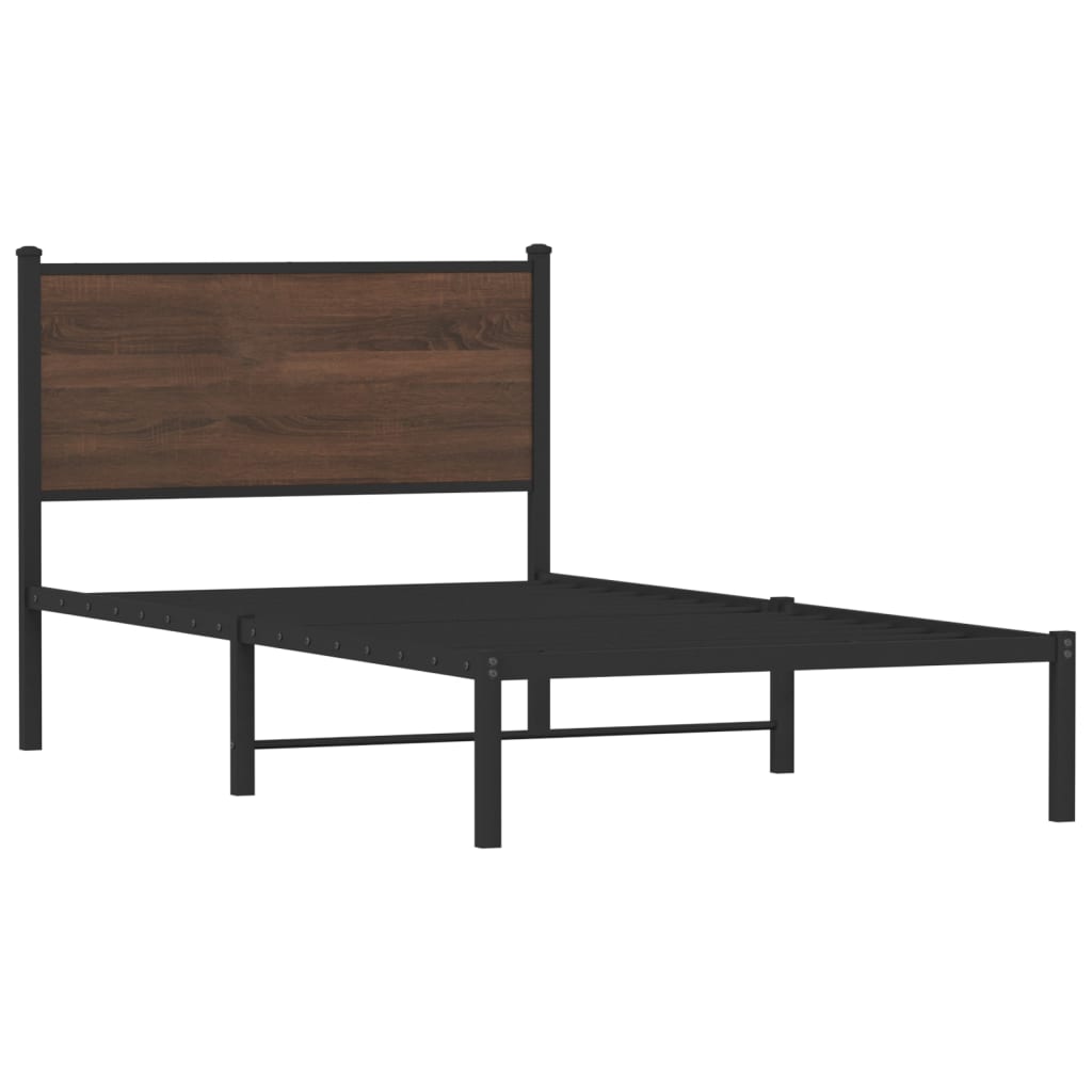 Vidaxl bedframe zonder matras metaal bruin eikenkleurig 100x200 cm