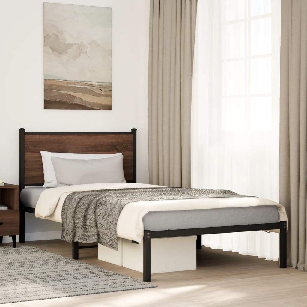 Vidaxl bedframe zonder matras metaal bruin eikenkleurig 100x200 cm