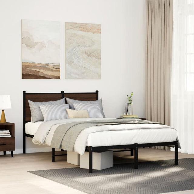 Vidaxl bedframe zonder matras metaal bruin eikenkleurig 120x190 cm