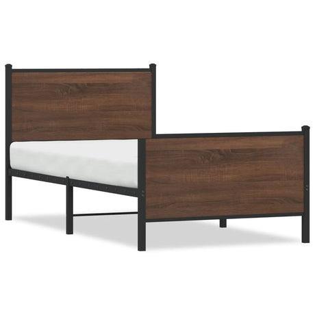 Vidaxl bedframe zonder matras metaal bruin eikenkleurig 75x190 cm