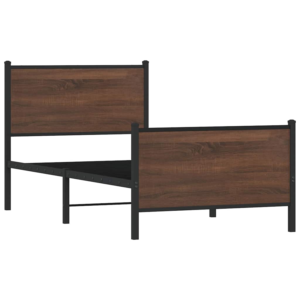 Vidaxl bedframe zonder matras metaal bruin eikenkleurig 80x200 cm