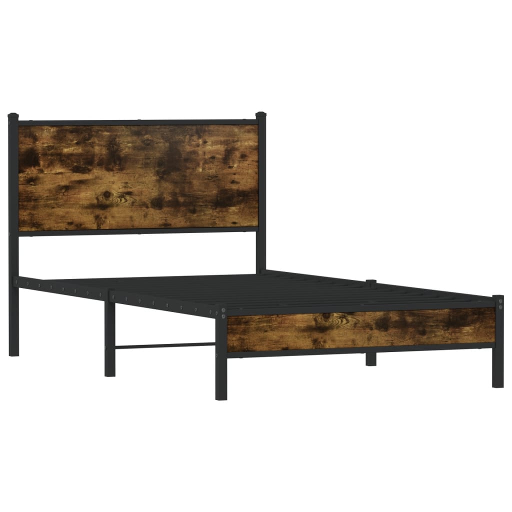 Vidaxl bedframe zonder matras metaal gerookt eikenkleurig 100x190 cm