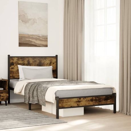 Vidaxl bedframe zonder matras metaal gerookt eikenkleurig 100x190 cm