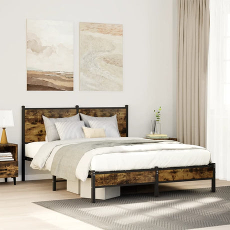 Vidaxl bedframe zonder matras metaal gerookt eikenkleurig 140x190 cm