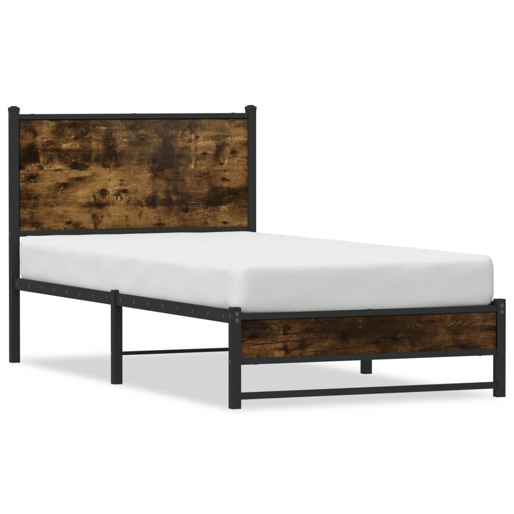 Vidaxl bedframe zonder matras metaal gerookt eikenkleurig 75x190 cm