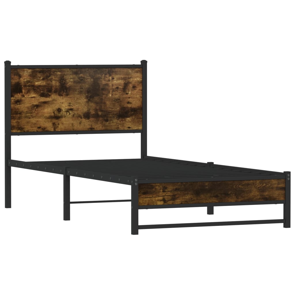 Vidaxl bedframe zonder matras metaal gerookt eikenkleurig 75x190 cm