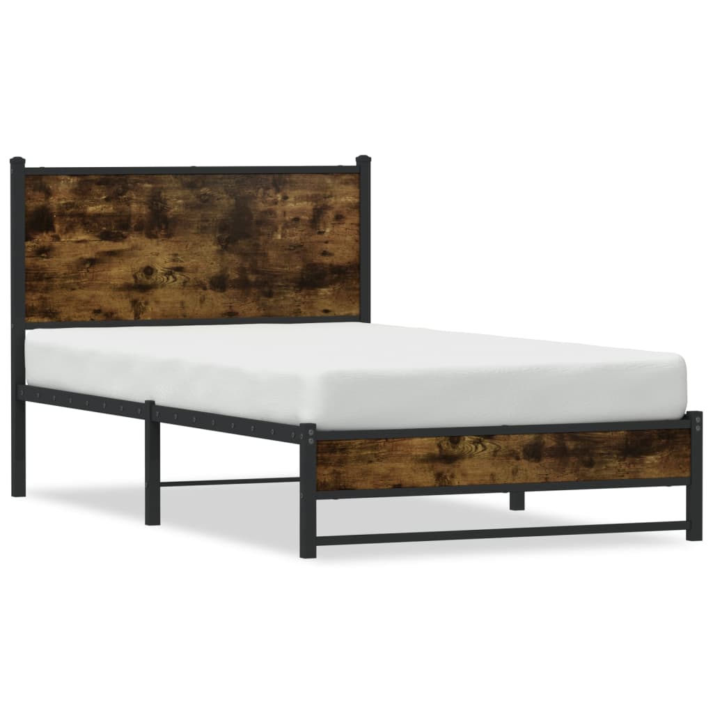 Vidaxl bedframe zonder matras metaal gerookt eikenkleurig 100x190 cm