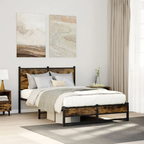 Vidaxl bedframe zonder matras metaal gerookt eikenkleurig 120x190 cm