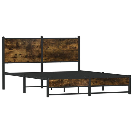 Vidaxl bedframe zonder matras metaal gerookt eikenkleurig 137x190 cm