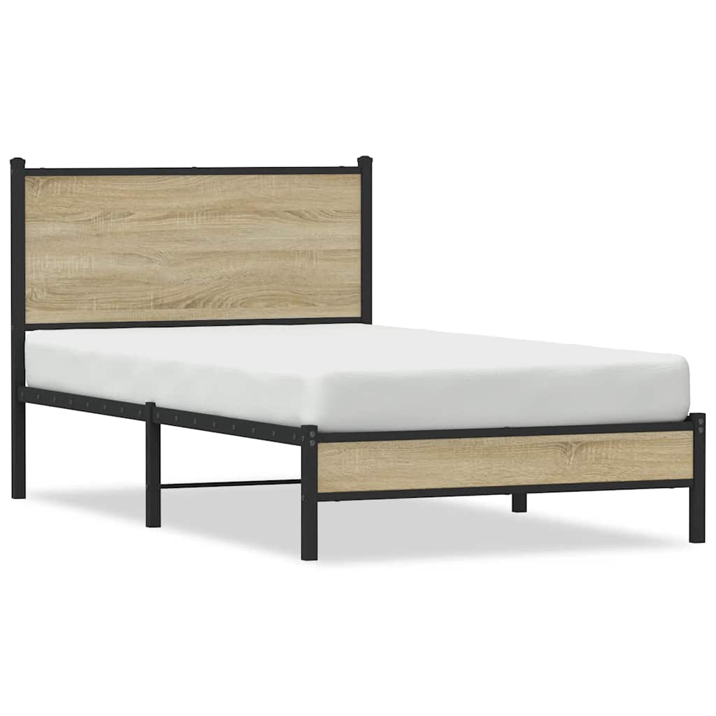 Vidaxl bedframe zonder matras metaal sonoma eikenkleurig 107x203 cm