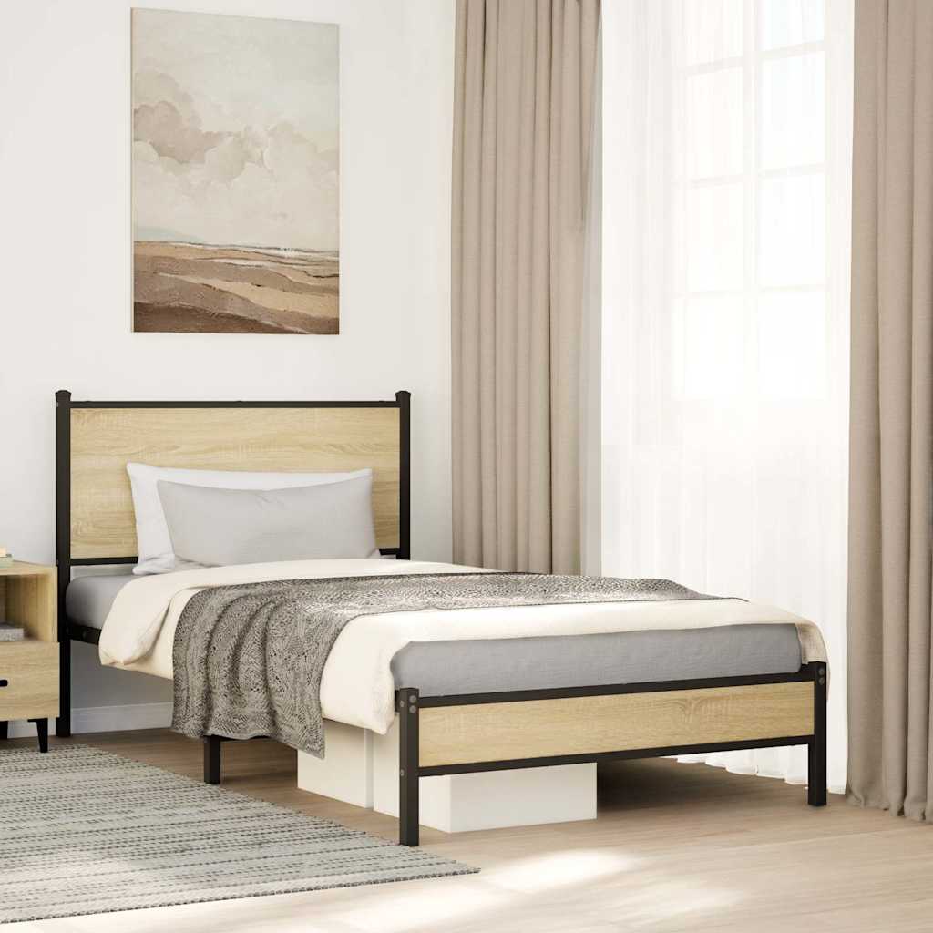 Vidaxl bedframe zonder matras metaal sonoma eikenkleurig 107x203 cm