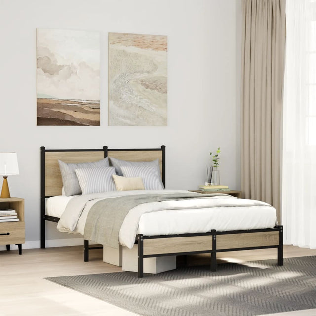 Vidaxl bedframe zonder matras metaal sonoma eikenkleurig 120x200 cm