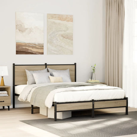 Vidaxl bedframe zonder matras metaal sonoma eikenkleurig 137x190 cm