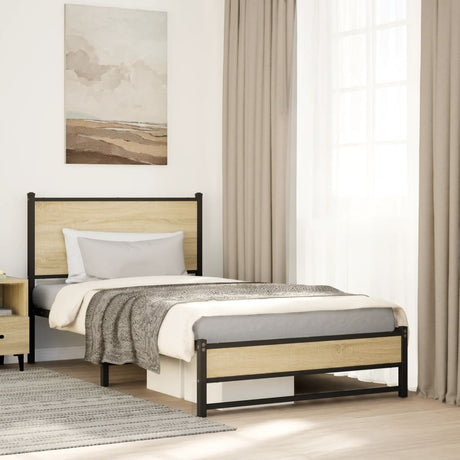 Vidaxl bedframe zonder matras metaal sonoma eikenkleurig 107x203 cm