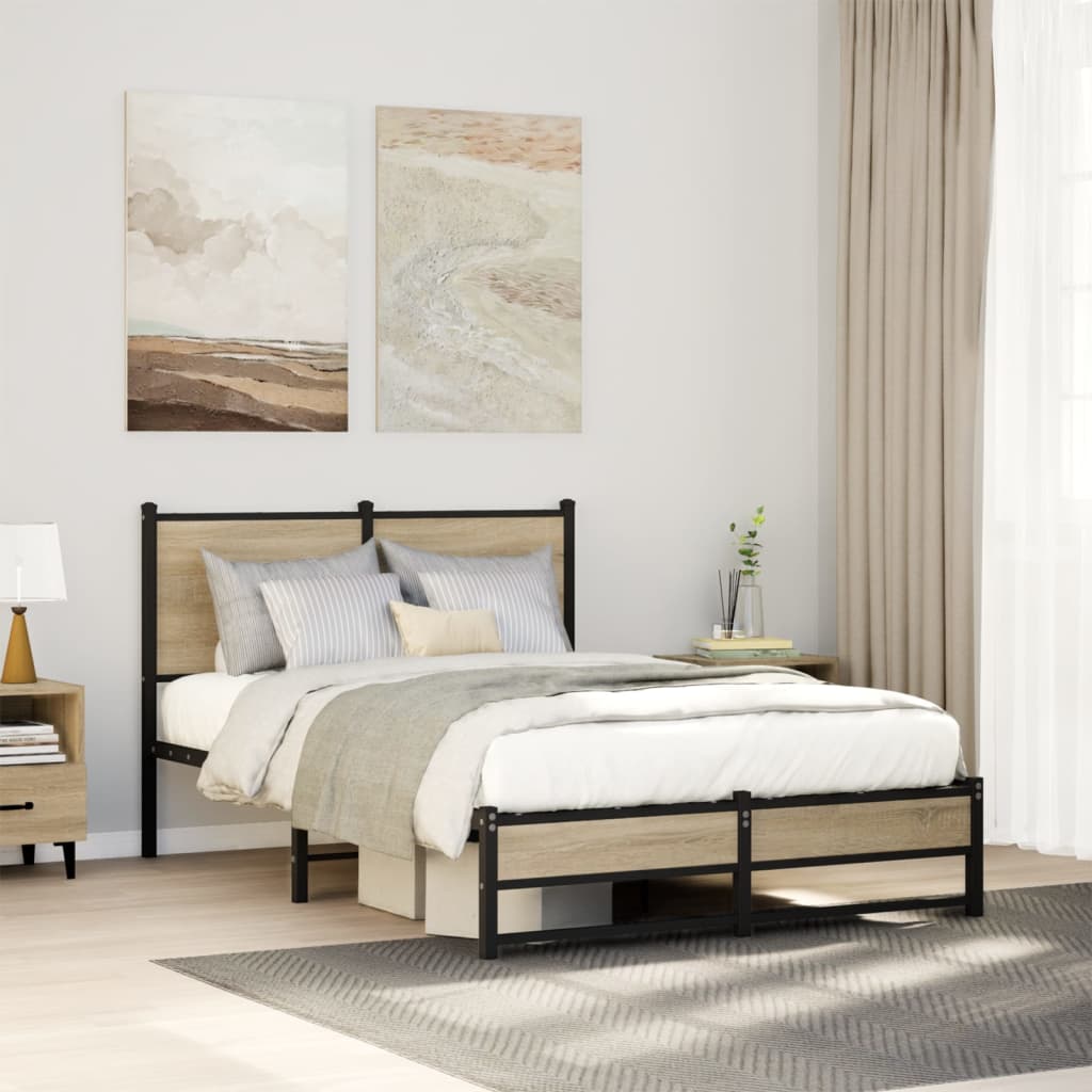 Vidaxl bedframe zonder matras metaal sonoma eikenkleurig 120x190 cm