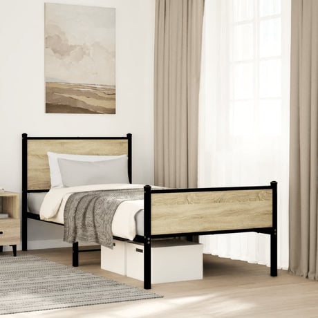 Vidaxl bedframe zonder matras metaal sonoma eikenkleurig 90x190 cm