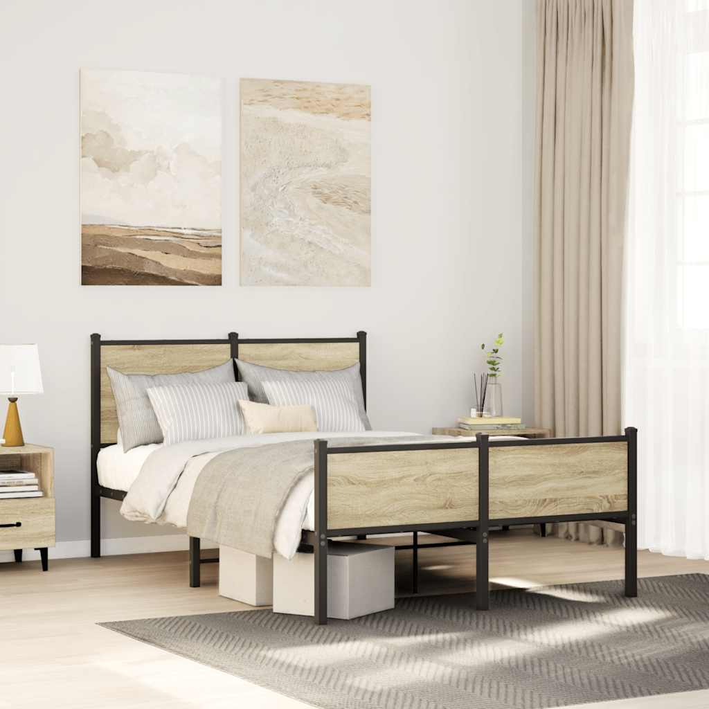 Vidaxl bedframe zonder matras metaal sonoma eikenkleurig 120x200 cm