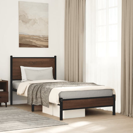 Vidaxl bedframe zonder matras metaal bruin eikenkleurig 75x190 cm