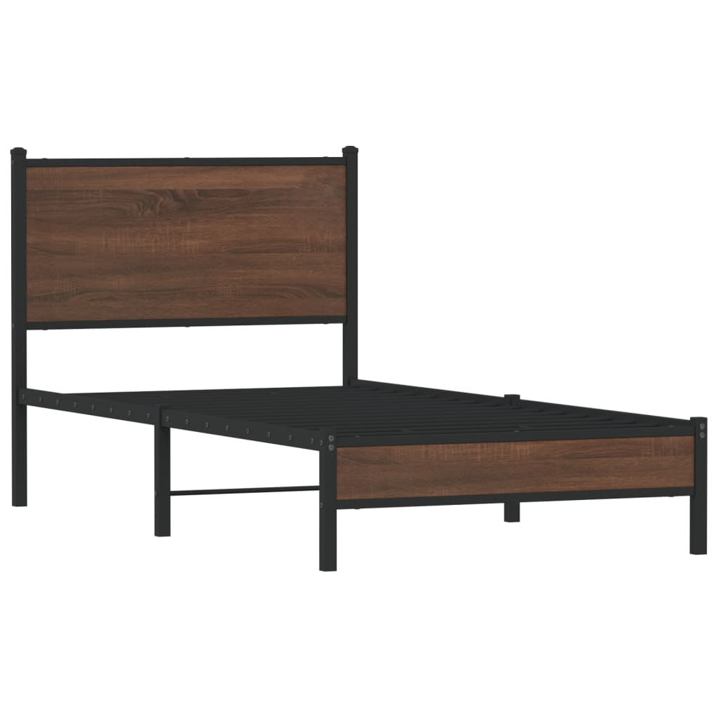 Vidaxl bedframe zonder matras metaal bruin eikenkleurig 90x190 cm