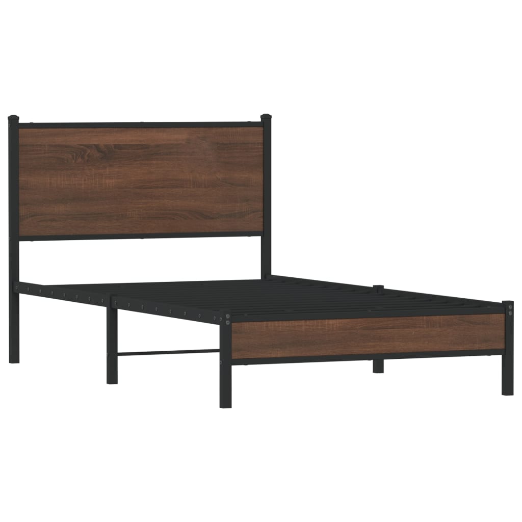 Vidaxl bedframe zonder matras metaal bruin eikenkleurig 100x190 cm