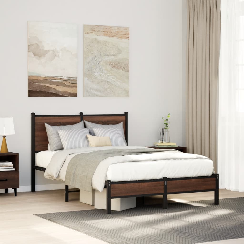 Vidaxl bedframe zonder matras metaal bruin eikenkleurig 120x190 cm