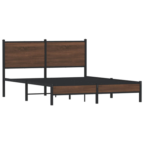 Vidaxl bedframe zonder matras metaal bruin eikenkleurig 137x190 cm