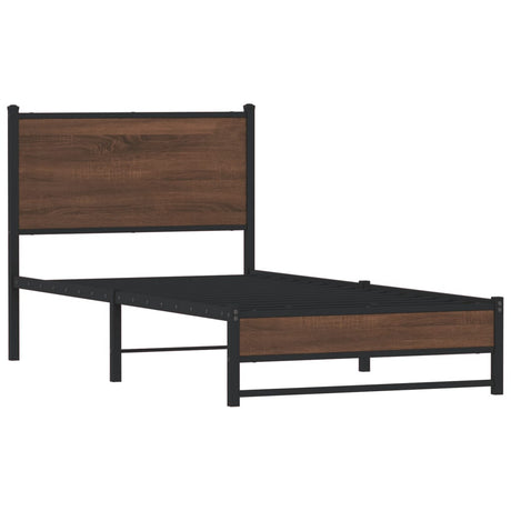 Vidaxl bedframe zonder matras metaal bruin eikenkleurig 75x190 cm