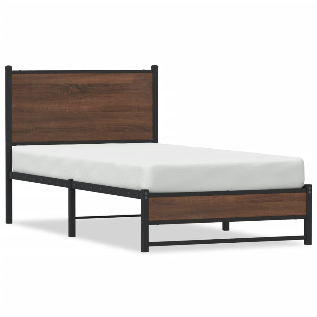 Vidaxl bedframe zonder matras metaal bruin eikenkleurig 90x200 cm