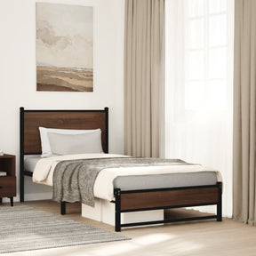Vidaxl bedframe zonder matras metaal bruin eikenkleurig 90x200 cm