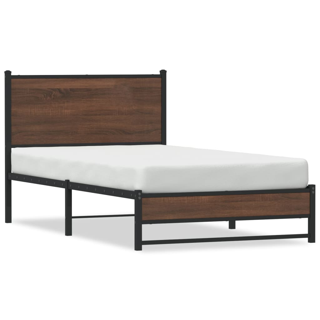 Vidaxl bedframe zonder matras metaal bruin eikenkleurig 107x203 cm