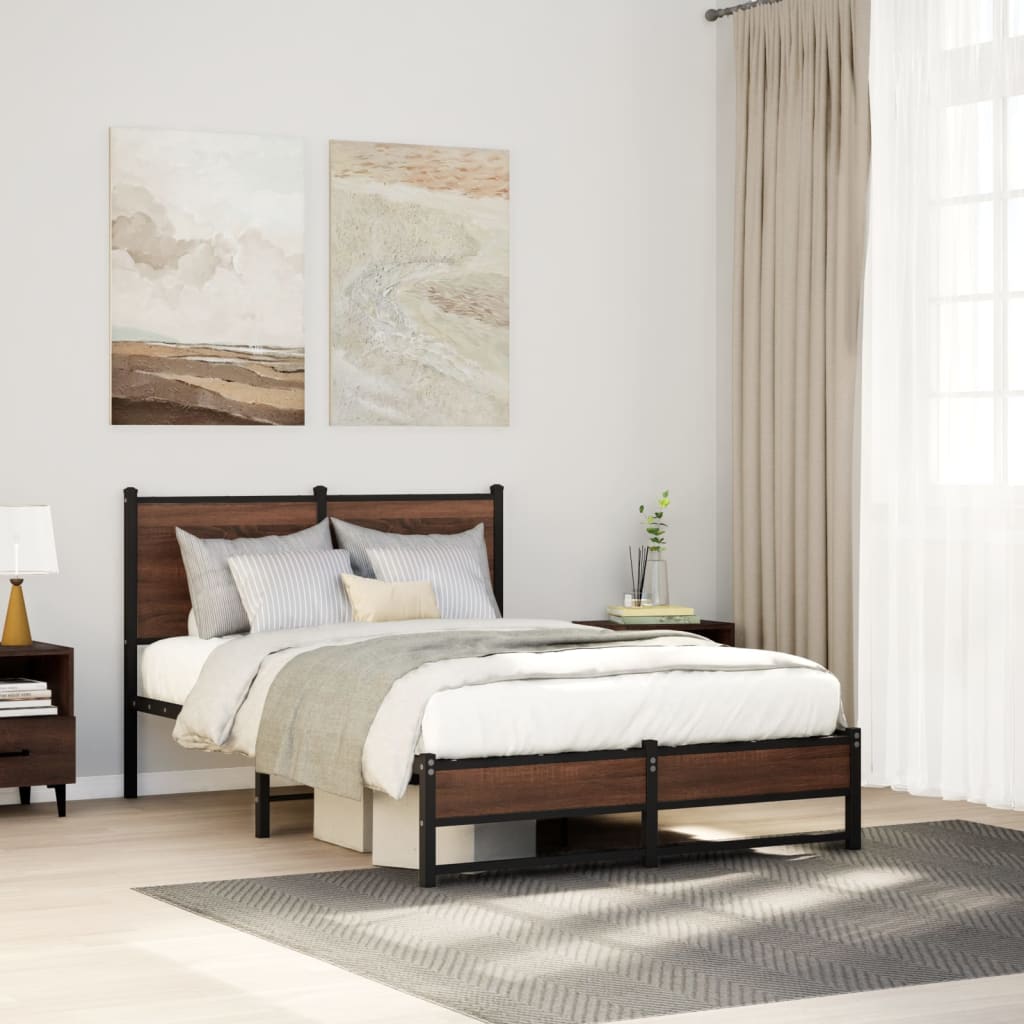 Vidaxl bedframe zonder matras metaal bruin eikenkleurig 120x200 cm