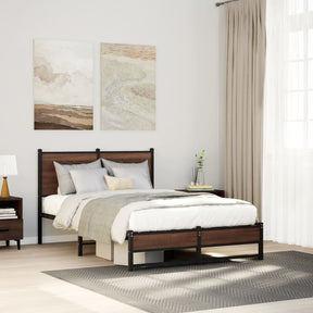 Vidaxl bedframe zonder matras metaal bruin eikenkleurig 120x200 cm