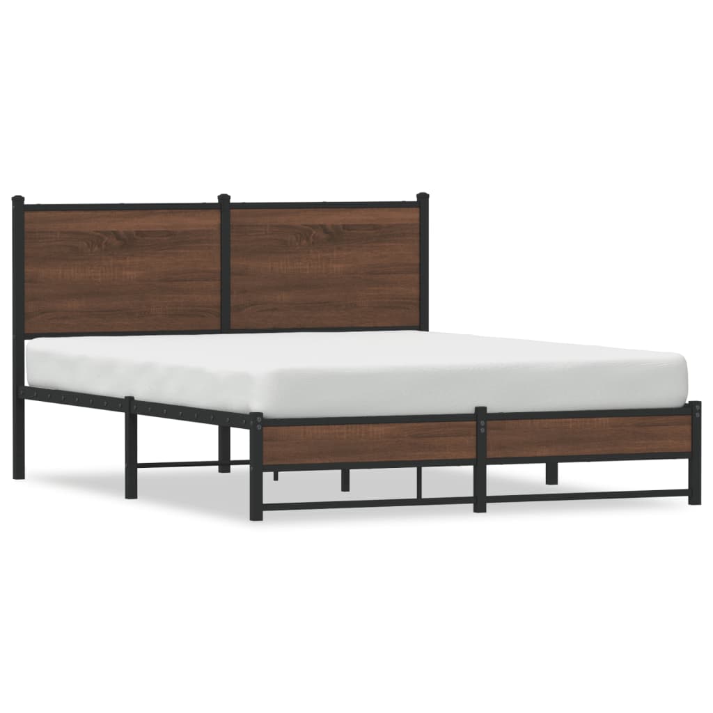 Vidaxl bedframe zonder matras metaal bruin eikenkleurig 137x190 cm