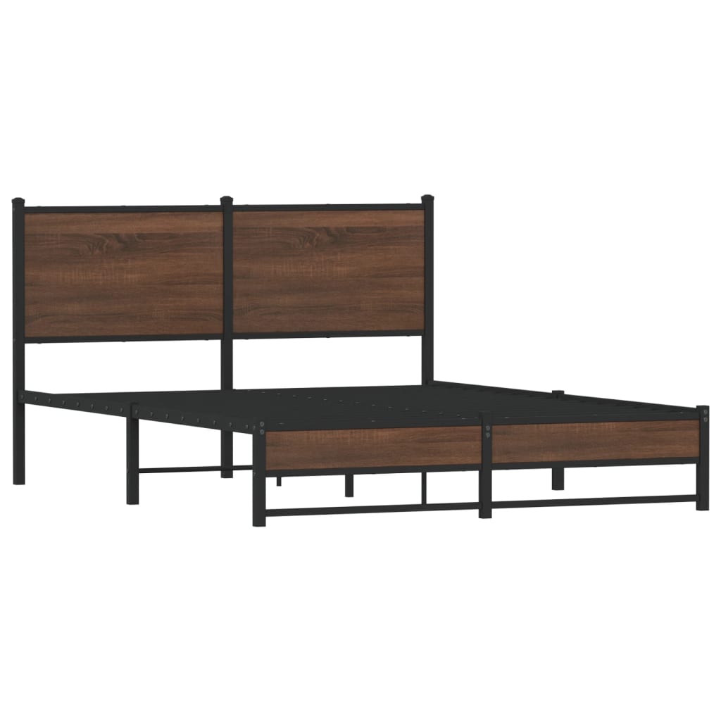 Vidaxl bedframe zonder matras metaal bruin eikenkleurig 137x190 cm