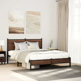 Vidaxl bedframe zonder matras metaal bruin eikenkleurig 137x190 cm